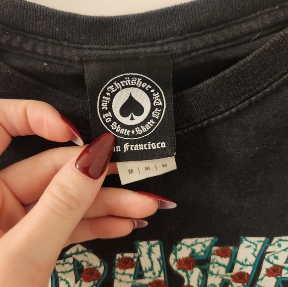 Thrasher Womens Crop T Shirt Logo Black Size M Short Sleeved - Picture 2 of 5